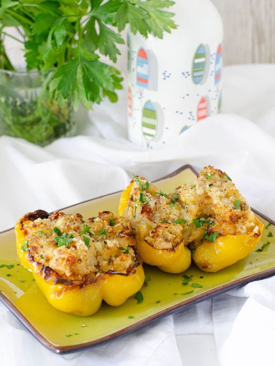 Peperoni ripieni di patate e pomodori sott’olio cotti in friggitrice ad aria